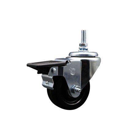 Service Caster 3 Inch Phenolic 12 MM Threaded Stem Caster with Brake SCC-TS20S314-PHS-PLB-M1215